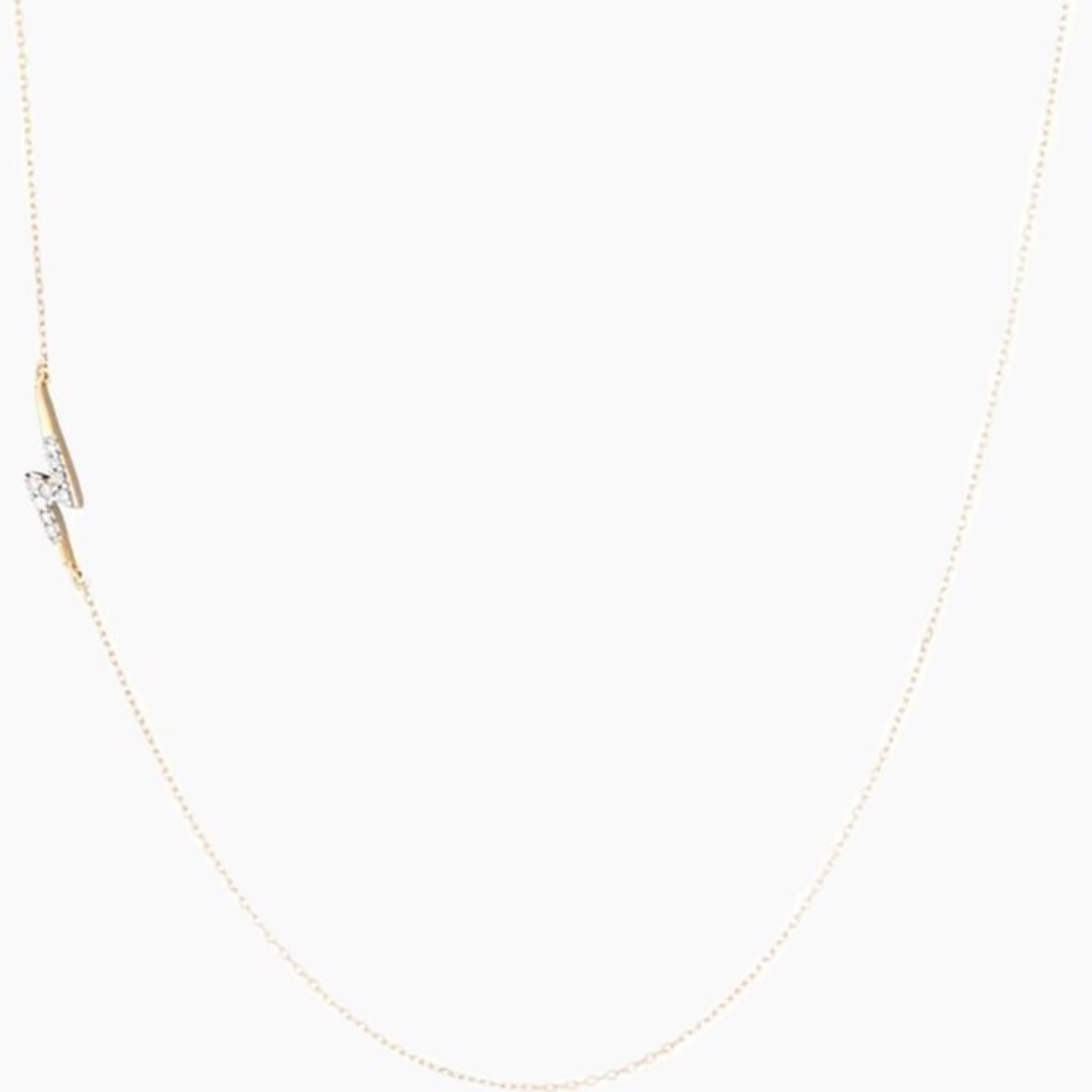 Adına Reyter 14k Gold Pave Lightning Bolt Necklace